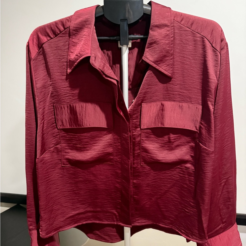 Women's Maroon Satin Blouse